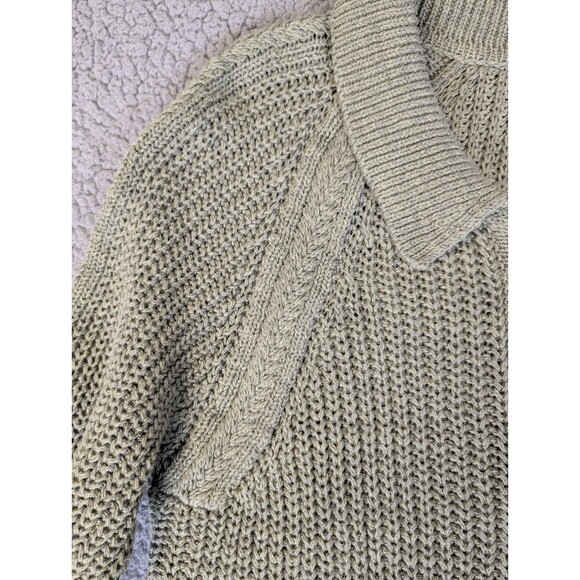 Garnet Hill Cardigan Sweater Women's Lrg Washed Olive Maren Organic Cotton Linen - Picture 6 of 12